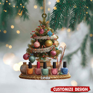 Personalized Nail Artist Christmas Ornament: Custom Name Gift