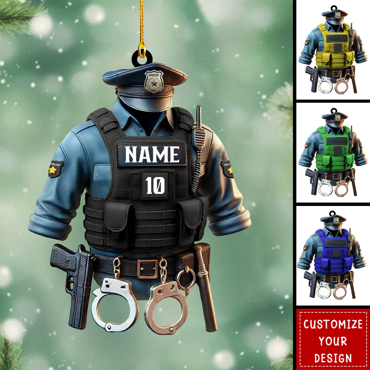 Personalized Police Officer Ornament,Custom Name & Badge Number - 2024 New Release