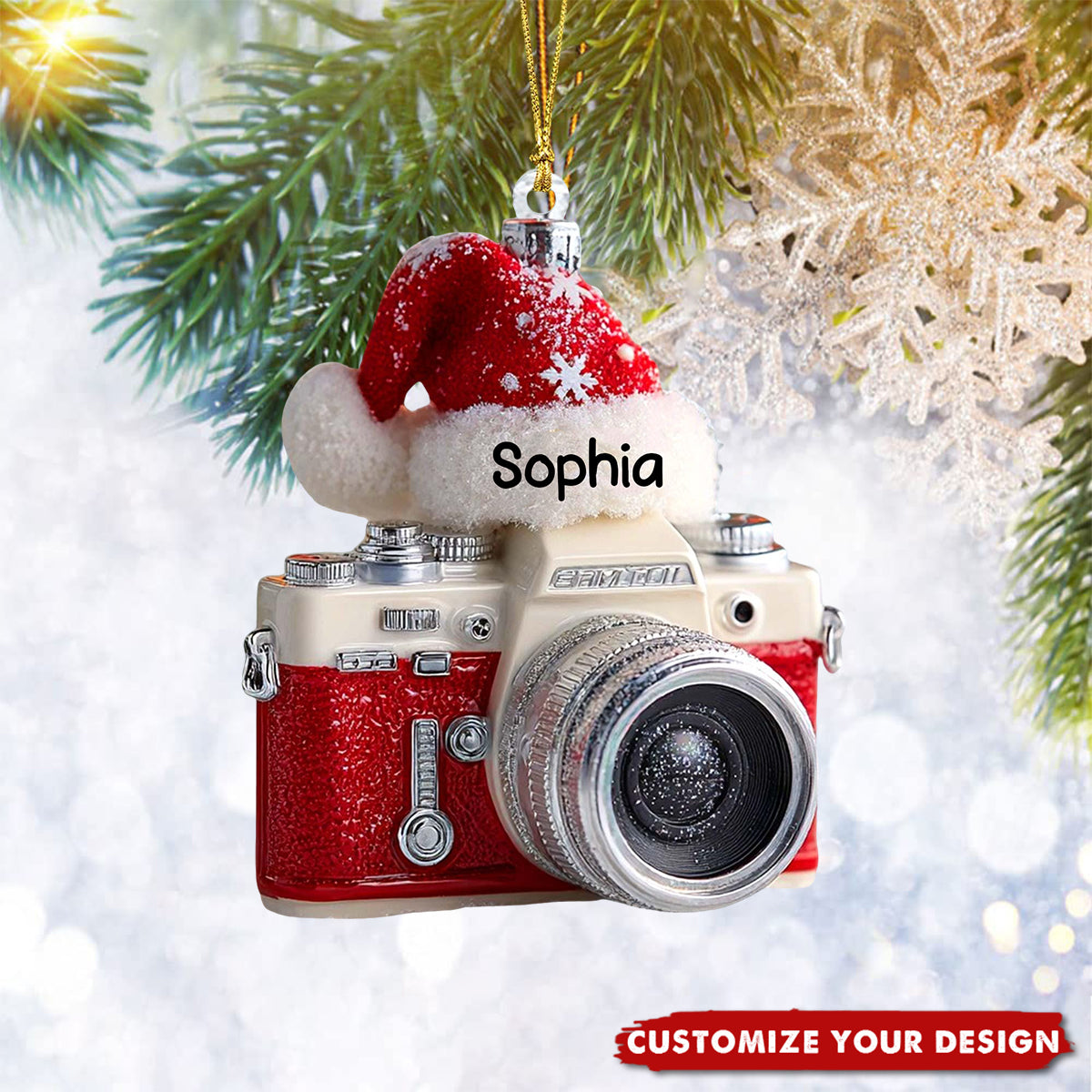 2D FLAT Personalized Camera Acrylic Christmas Ornament, Custom Photographer Ornament, Holiday Tree Decoration Gift for Photography Lovers