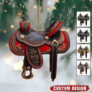 Personalized Western Saddle Ornament - Holiday Gift for Riders