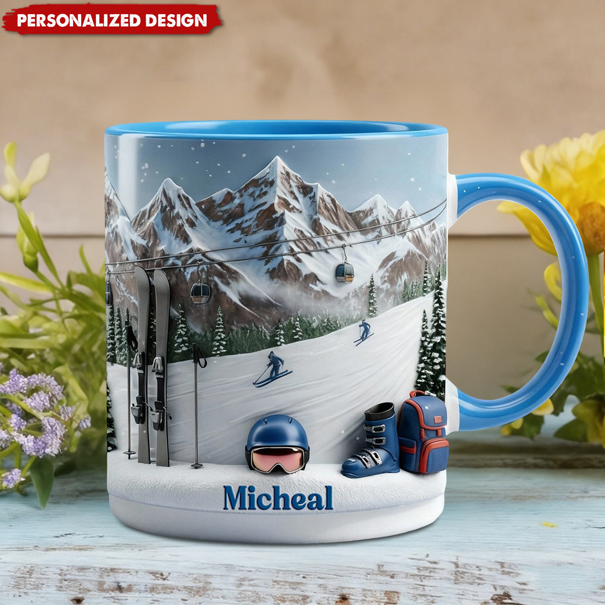 Personalized Skiing Accent Mug Gifts For Skiing Lovers
