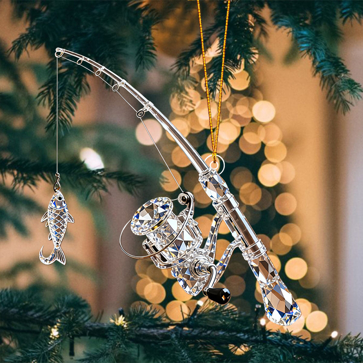 Personalized Fishing Rod Christmas Ornament Gift For Fishing Lover