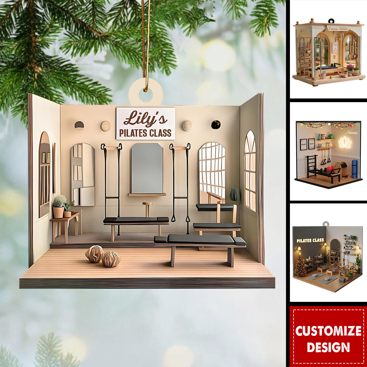 Personalized Pilates Studio Christmas Ornament Gift For Pilates Teacher Or Enthusiast