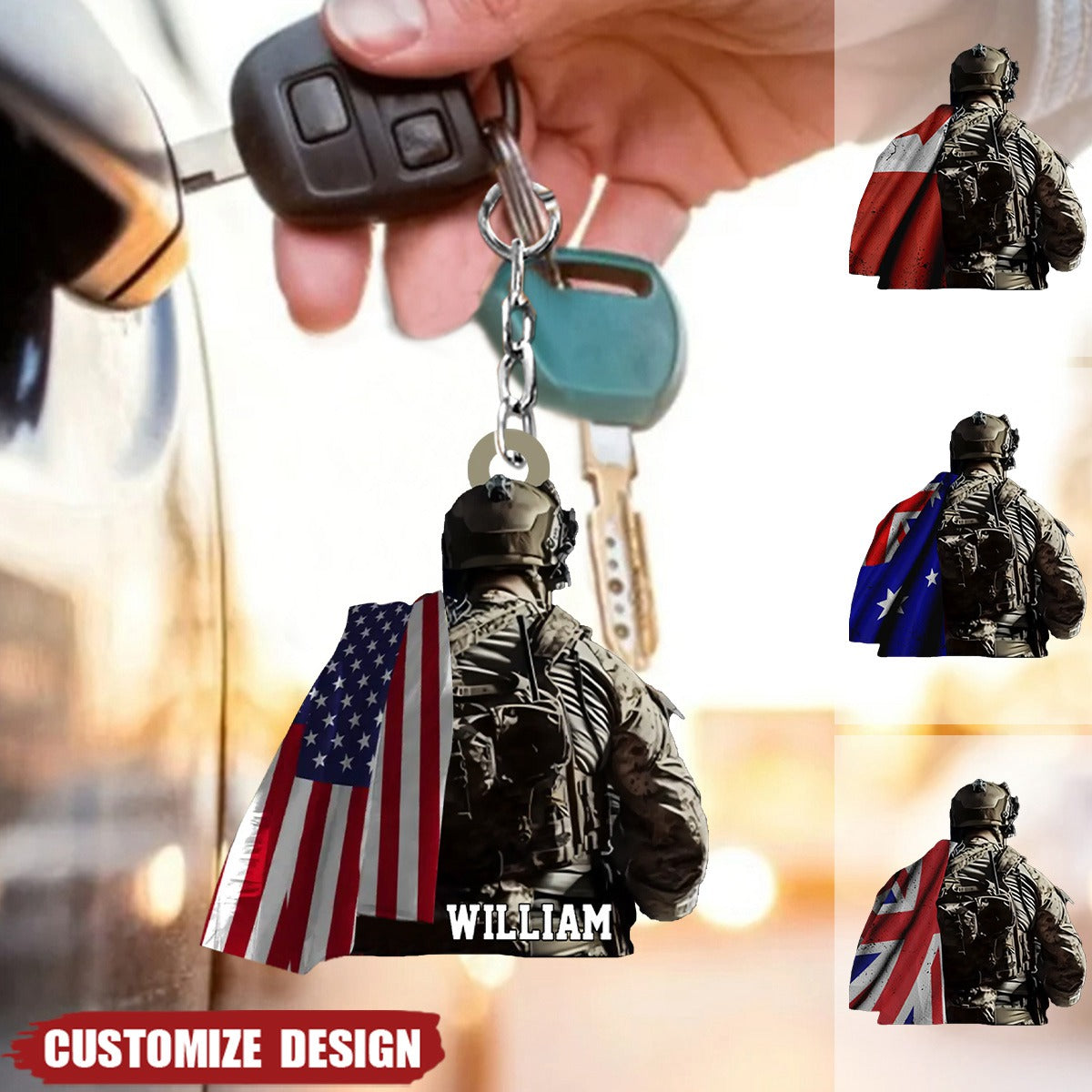 Personalized Veteran Car Hanging Acrylic Keychain