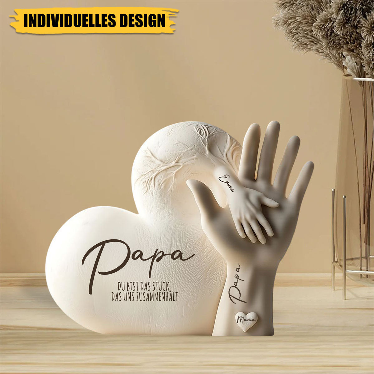 Papa Du Bist Das Stück, Das Uns Zusammenhält - Personalisierte Acryl-Plakette, Vatertagsgeschenk Für Papa
