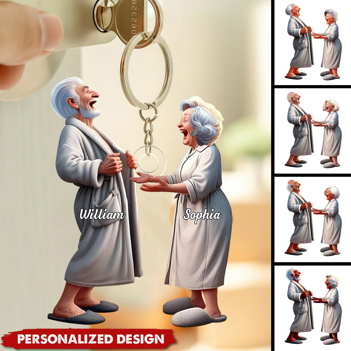 Funny Old Couple-Personalized Keychain-Gifts For Couple