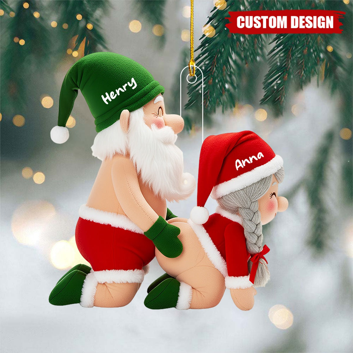 Personalized Old Couple Christmas Ornament - Gifts For Couple