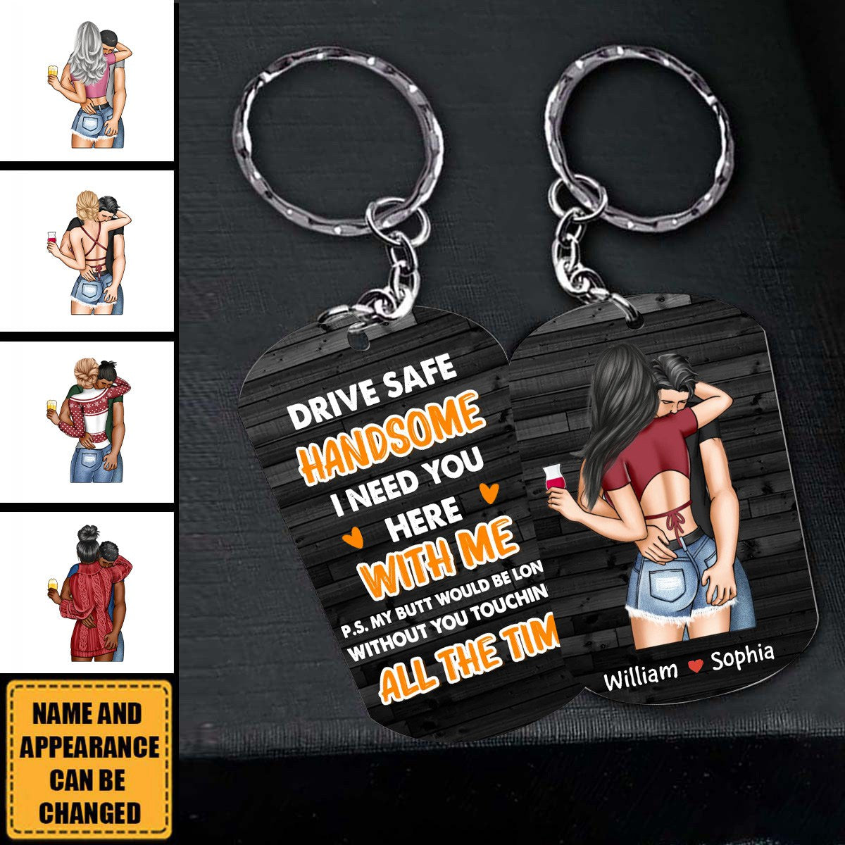 Drive Safe Handsome I Need You Here - Personalized Couple Stainless Keychain