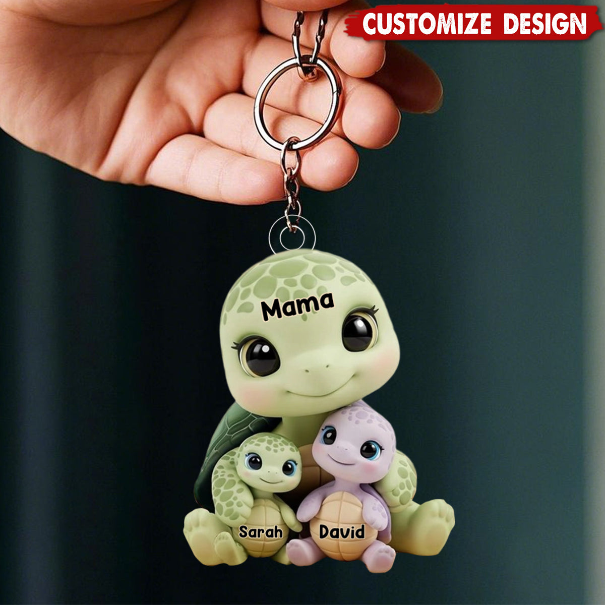 Mama Turtle - Personalized Mother Keychain