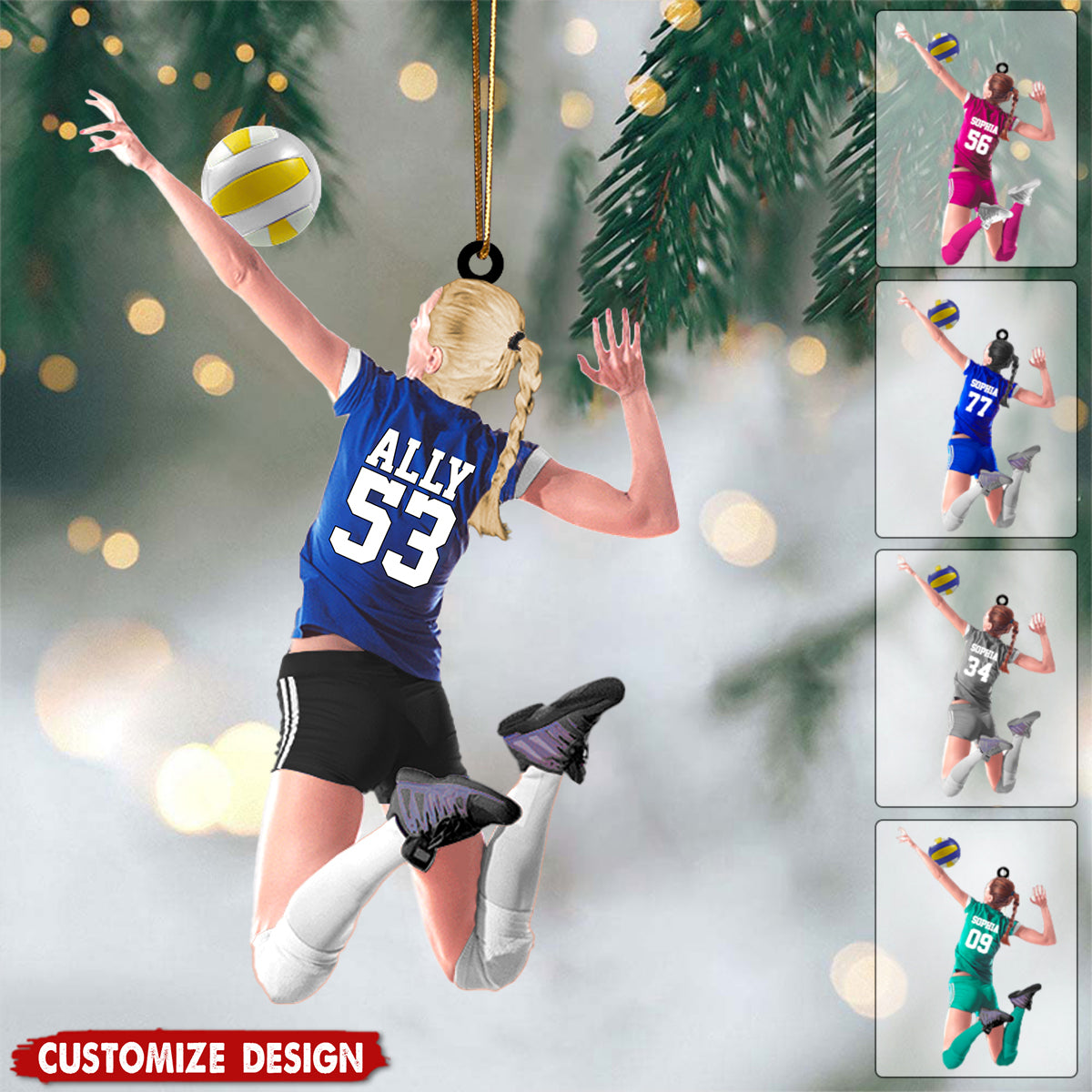 Personalized Beach Volleyball Acrylic Ornament, Gift For Volleyball Players