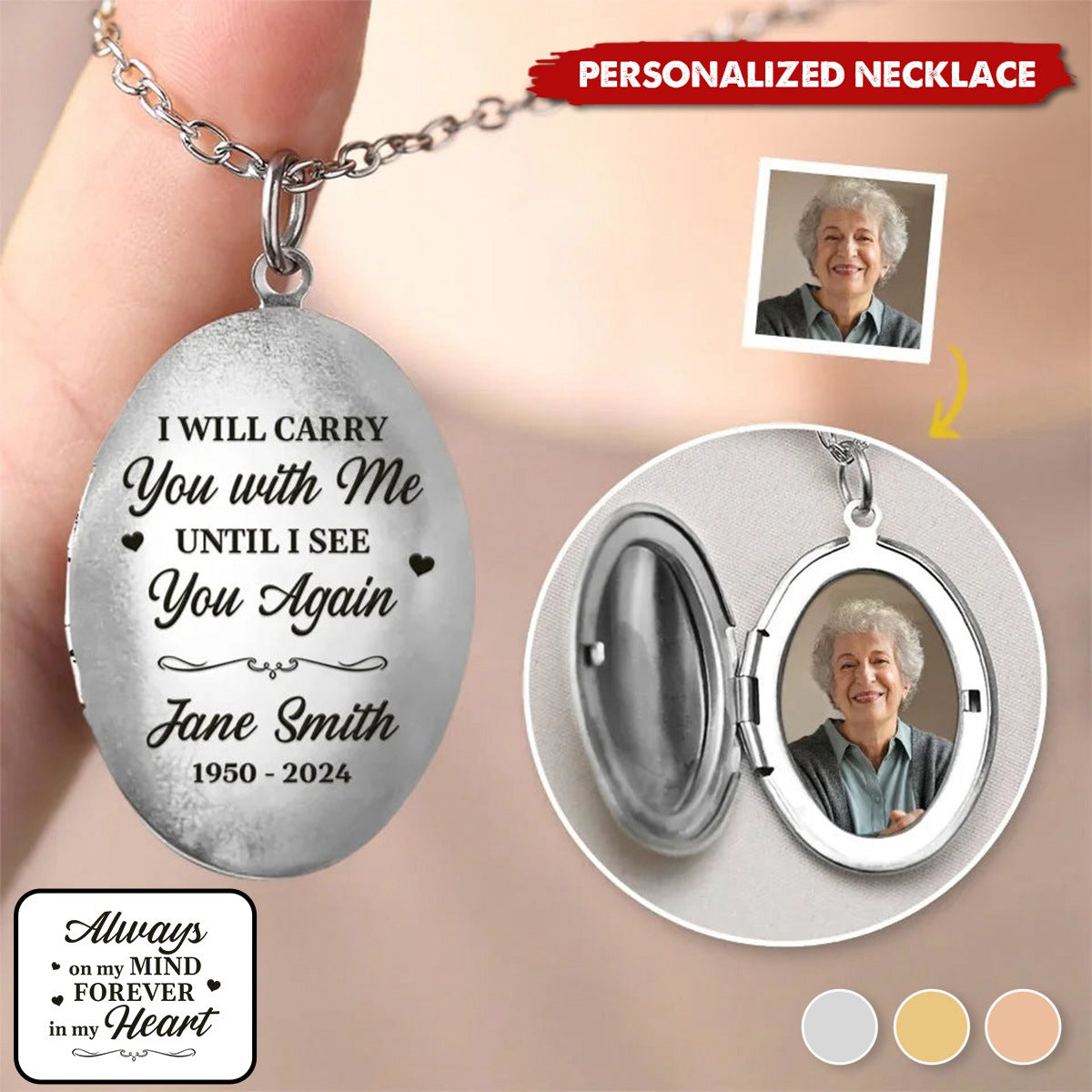 I Will Carry You With Me-Personalized Memorial Necklace-Gift For Family Members