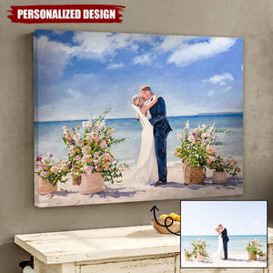 Personalized  Wedding Portrait On Canvas From Photo,Hand Painted Wedding Photo-WeddingGift