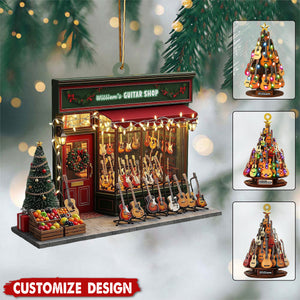 Personalized Guitar Shop Christmas Ornament-Gift for Musicians