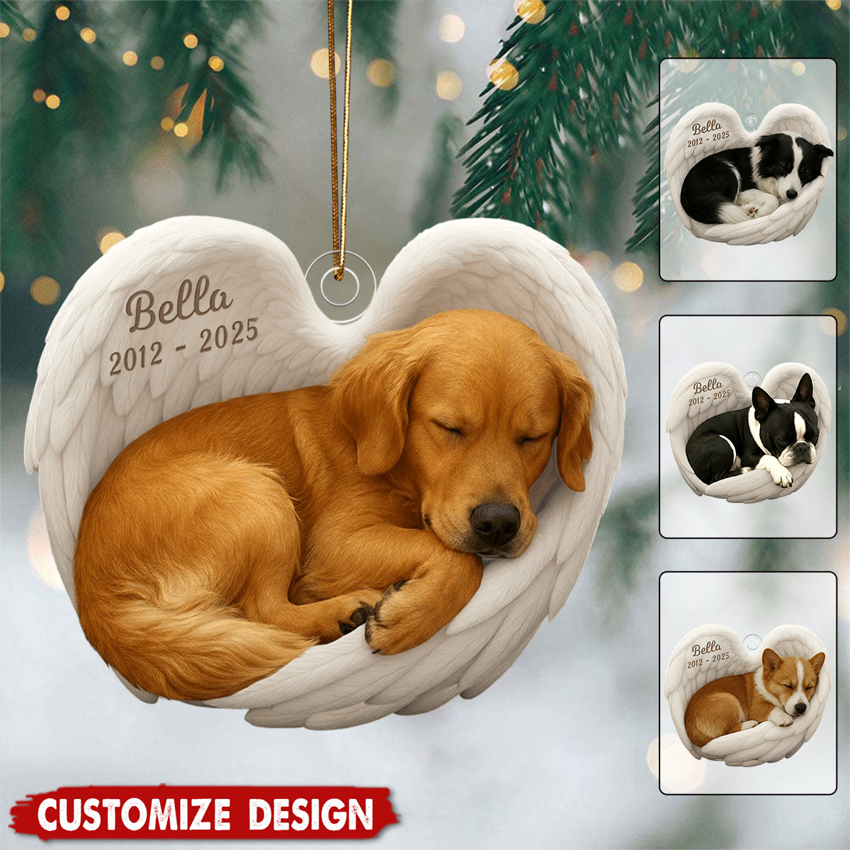 Personalized Dog Heaven Ornament - Gifts For Dog Loss