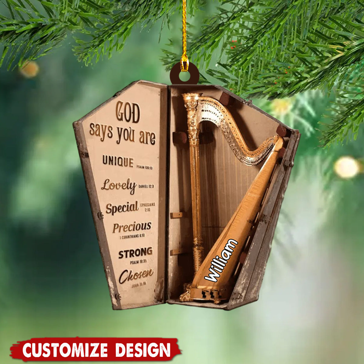 2024 New Release - God Says You are - Personalized Harp Musical Instrument Ornament