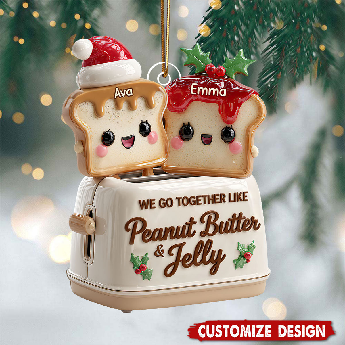 We Go Together Like Peanut Butter And Jelly - Personalized Acrylic Ornament For Couple