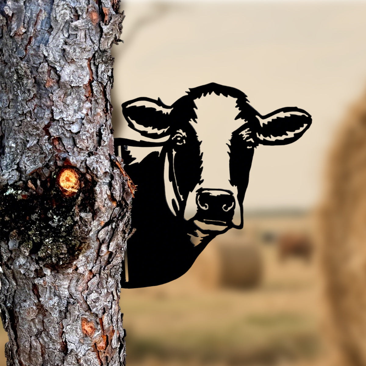 Peek-A-Boo Cow Metal Sign - Versatile Mountable Wall Art