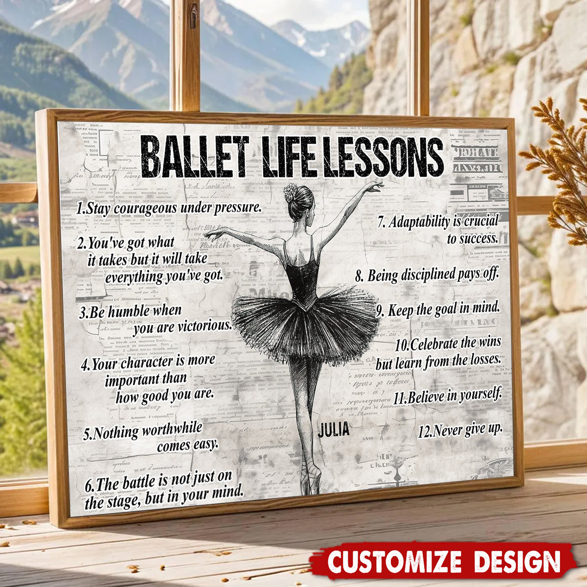 Ballet Life Lessons-Motivational Personalized Ballet Girl Poster-Gift For Ballet Lovers