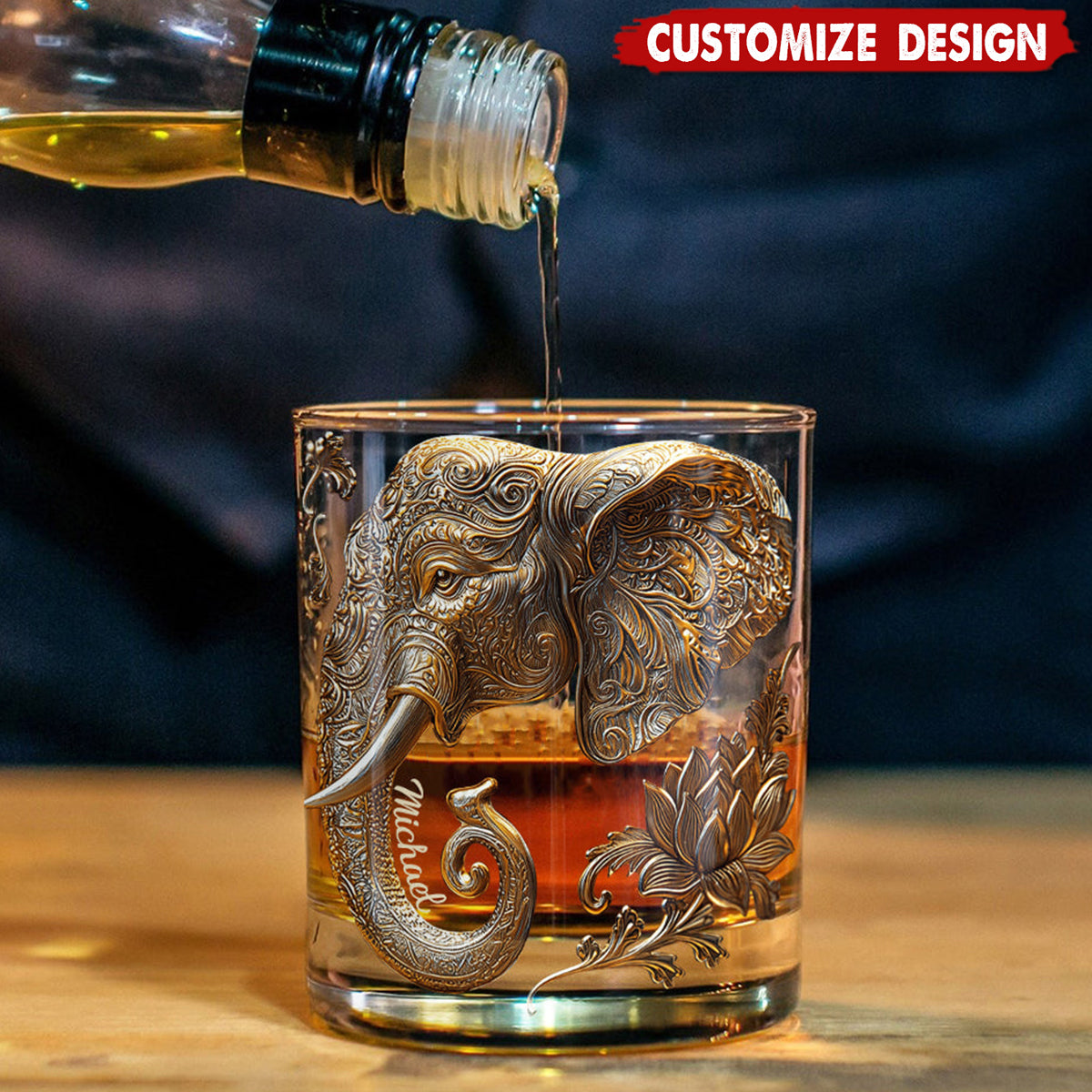 Beautiful Elephant - Personalized Elephant Whiskey Glass