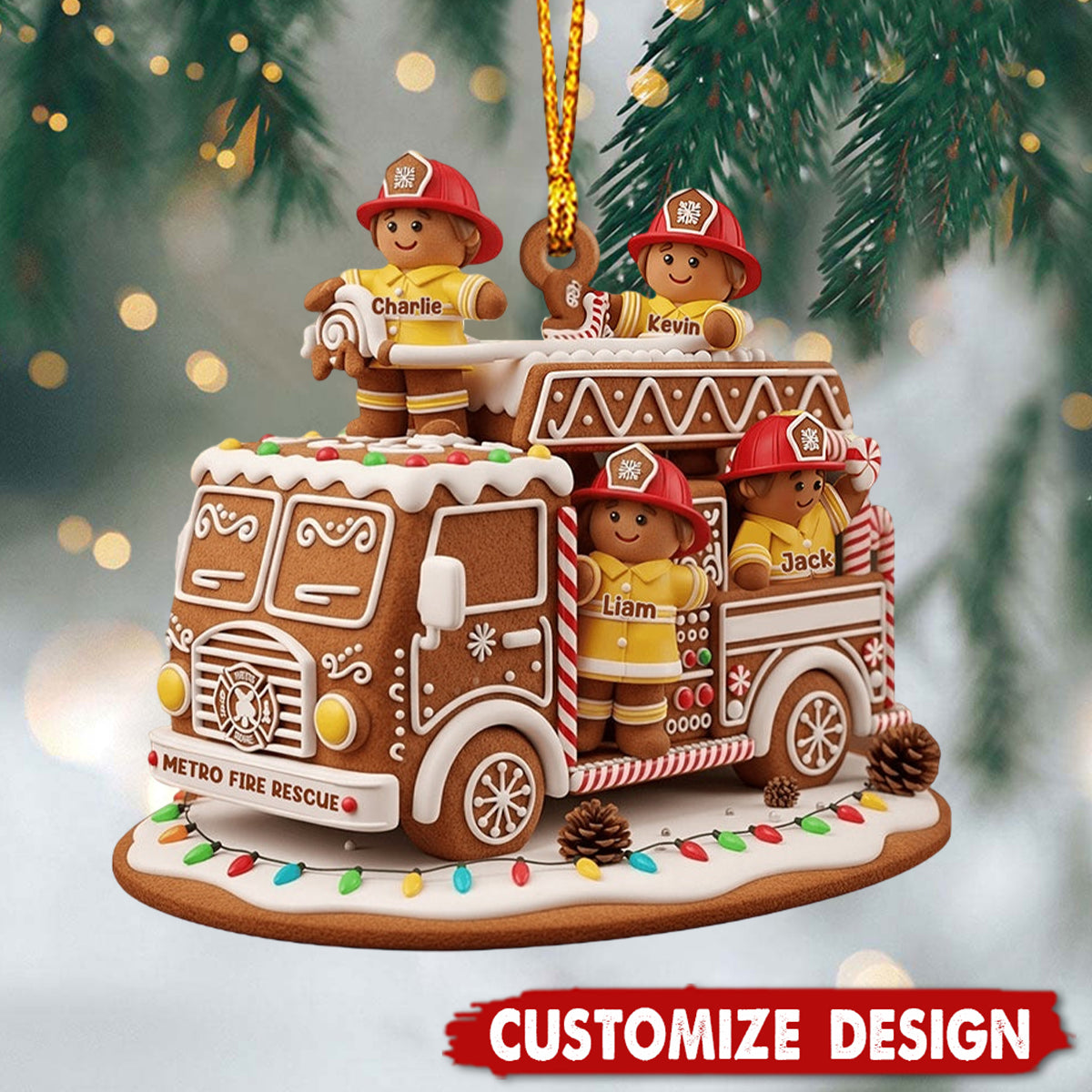 Heroes With Festive - Personalized Firefighter Ornament
