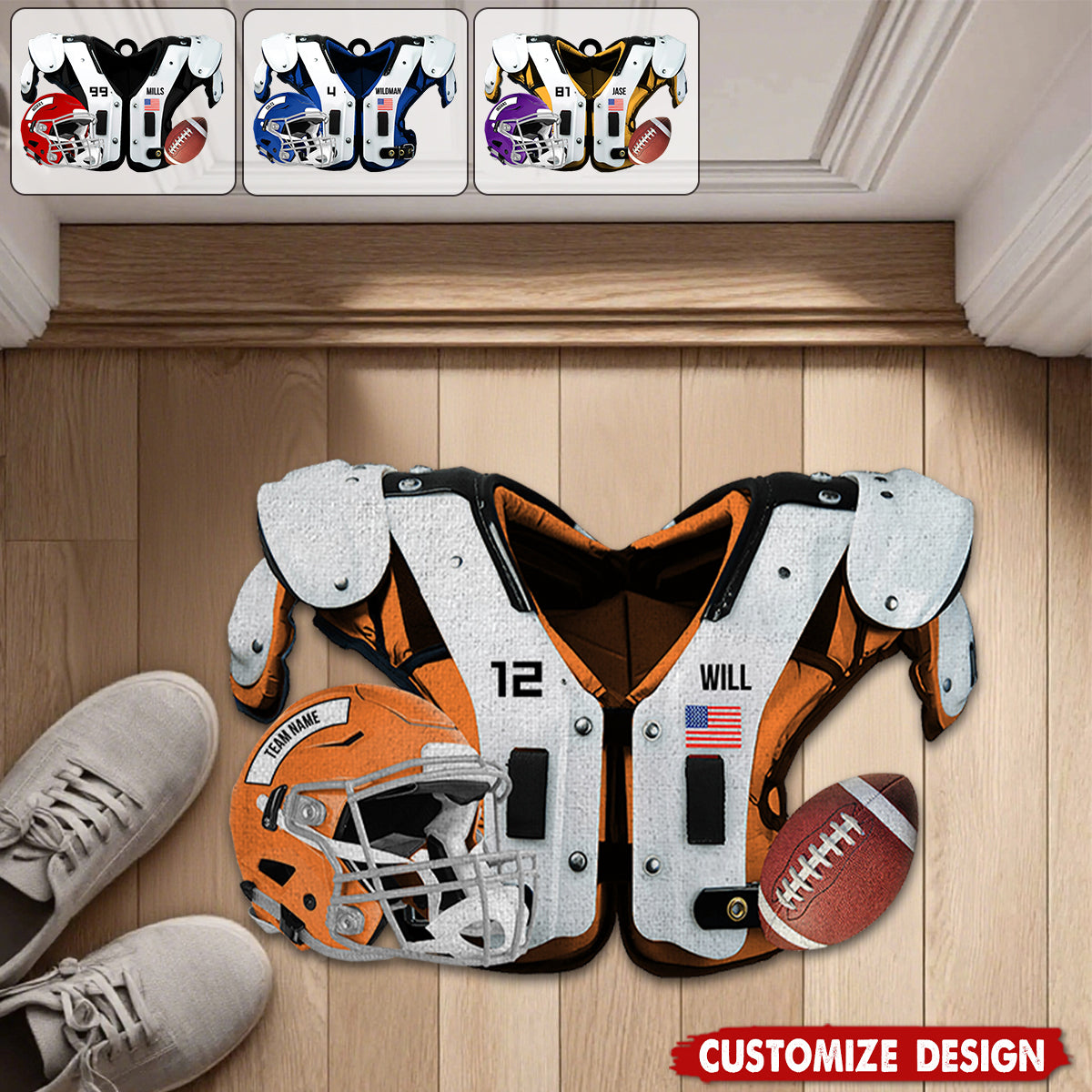 Personalized American Football Doormat/ Rug - Gift For American Lovers