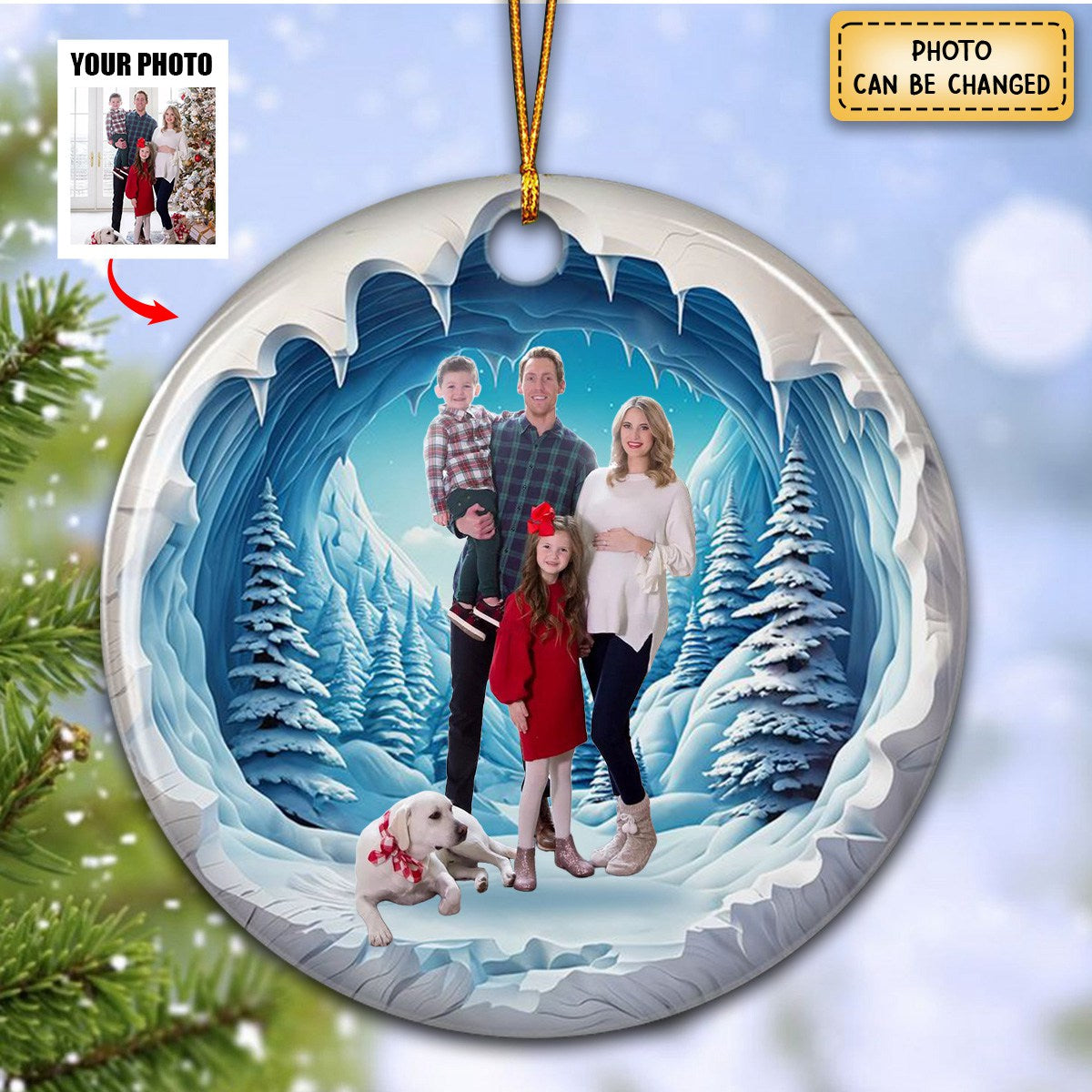 Family Photo Personalized Ceramic Ornament