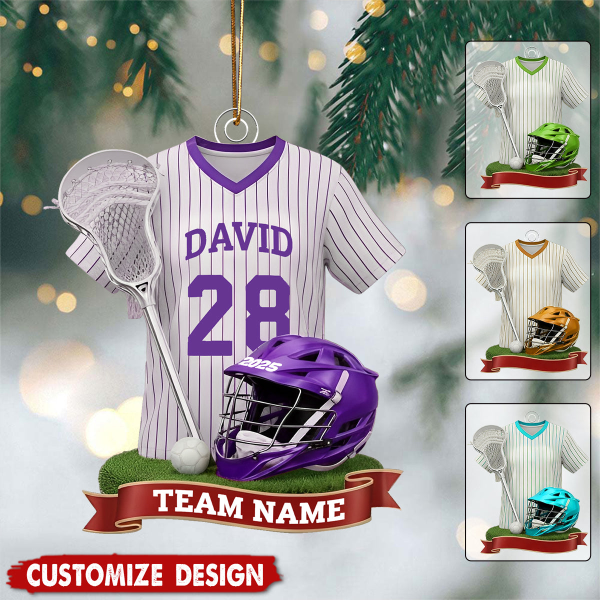 Personalized Lacrosse Ornament - Custom Jersey Player Name Team Gift 2025