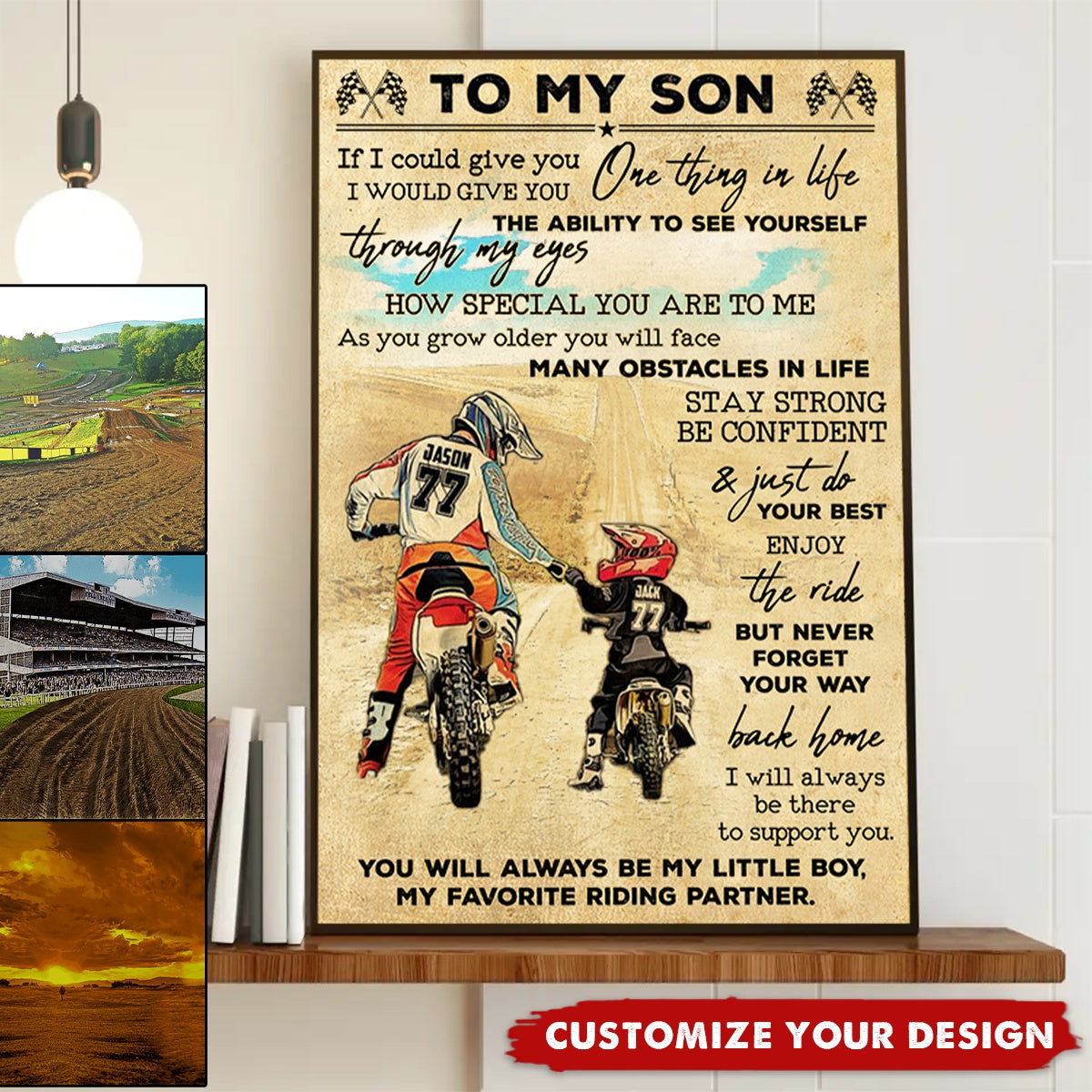 Dirt Bike Dad And Kid - Personalized Dirt Bike Gallery Wrapped Poster