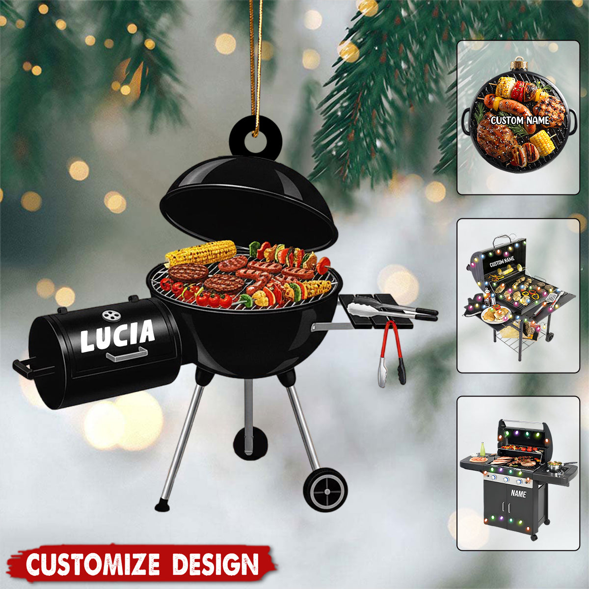 Personalized BBQ Grill Christmas Ornament - Gift For Grill Masters