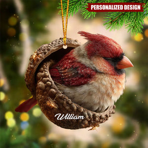 Personalized Cute Cardinal Christmas Hanging Ornament