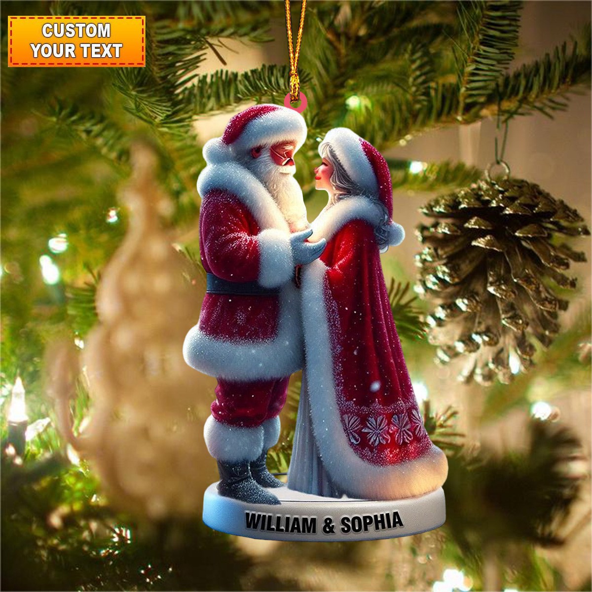 Personalized Santa and Mrs. Claus Christmas Ornament - Gift For couple