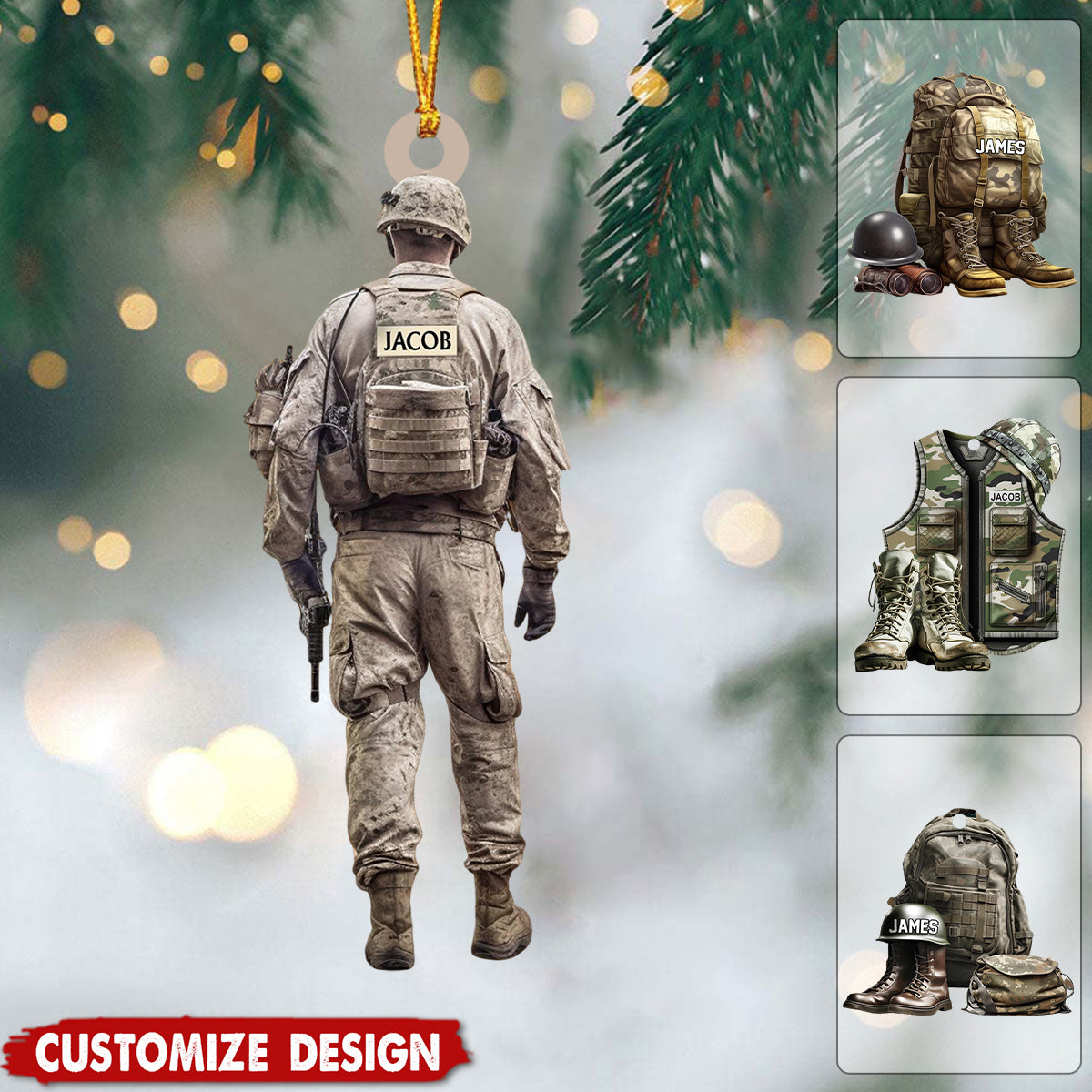 Personalized Military Uniform Acrylic Ornament - Christmas Gift For Veteran