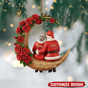 From Our First Kiss Till Our Last Breath Christmas Ornament, Custom Santa and Mrs Claus Couple Xmas Gift, Christmas Gift For Husband Wife