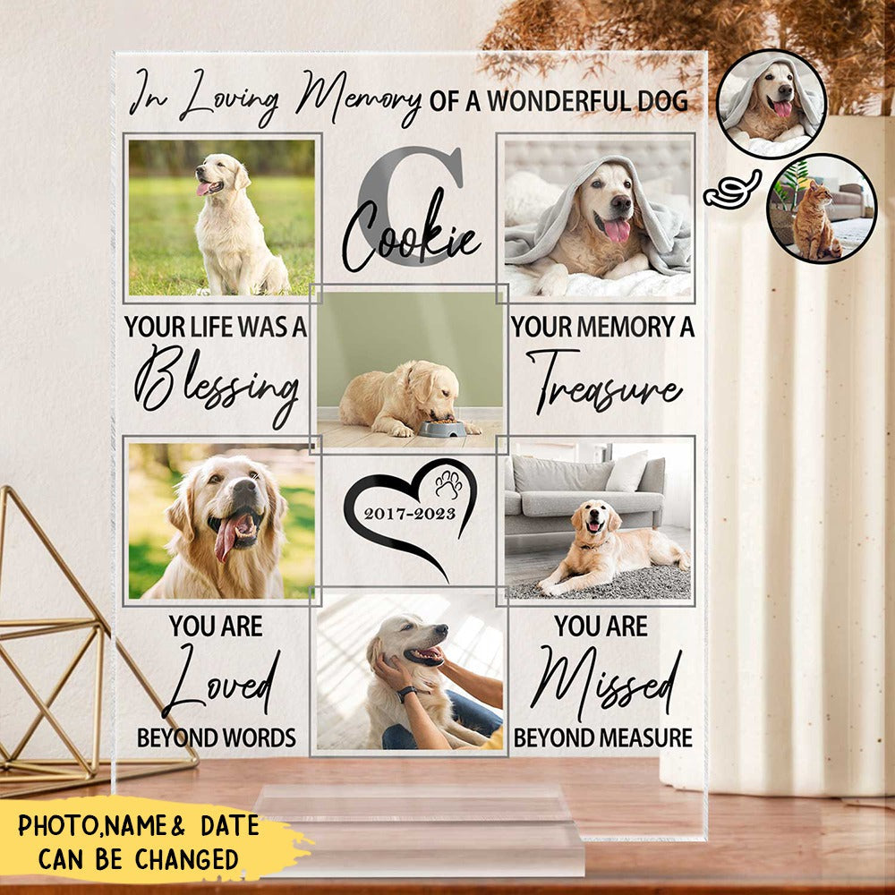Custom Photo In Loving Memory Of A Wonderful Dog/Cat - Pet Memorial Gift, Sympathy Gift - Personalized Vertical Rectangle Acrylic Plaque