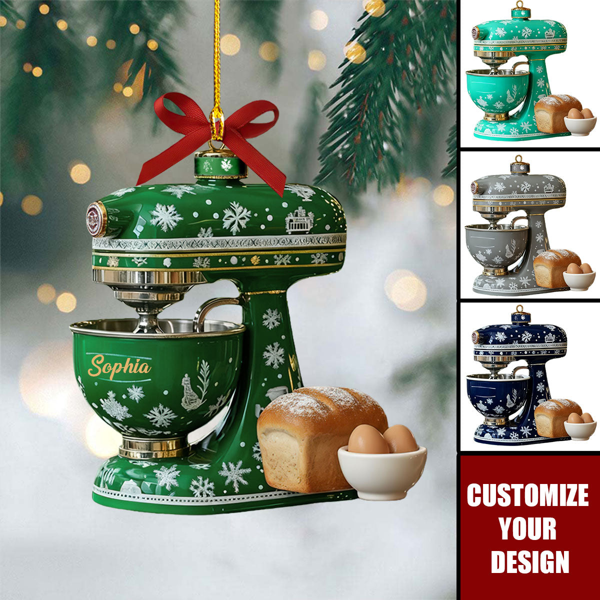 Personalized Christmas Mixer Ornament, Gift for Baker