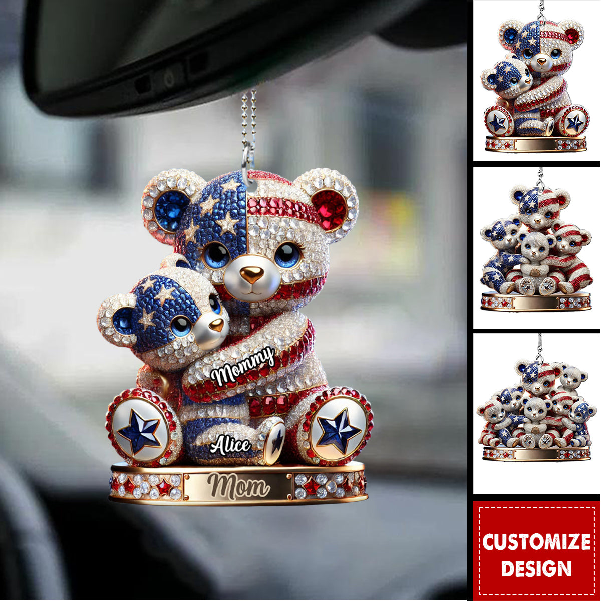 Personalized Mother Transparent Car Ornament - 4th of July Independence Day Gift