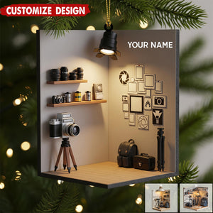 Personalized Camera Christmas Ornament, Gift For Photographer, Camera Photographer Flat Christmas Ornament, Photographer Ornament Xmas Decor