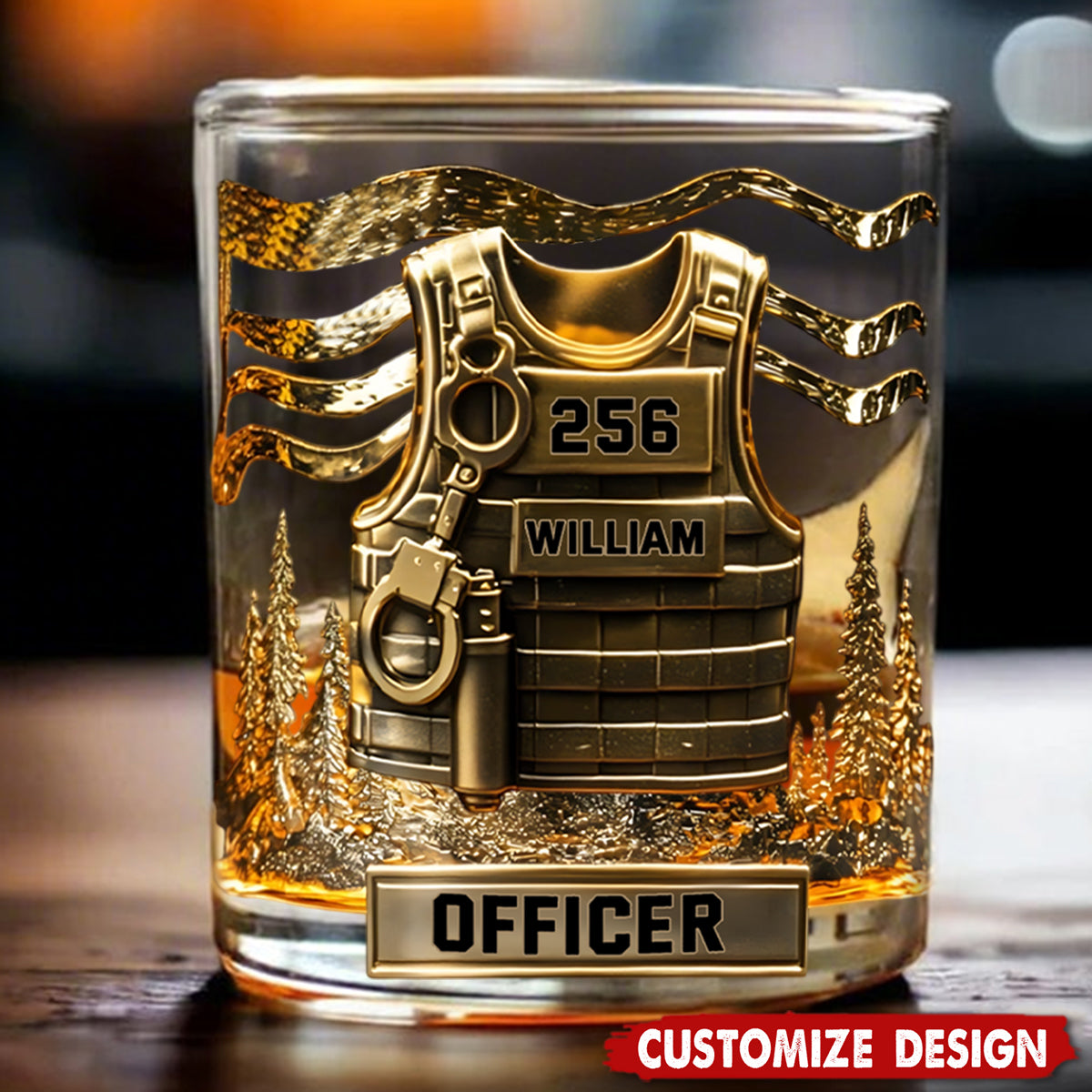 Personalized Police Officer Whiskey Glass - Serve And Protect