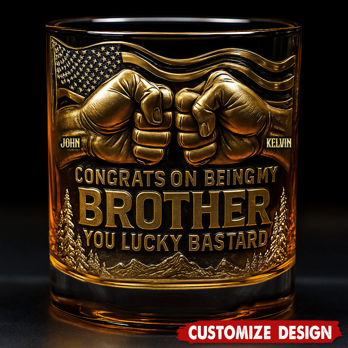 Congrat On Being My Brother - Personalized Sibling Whiskey Glass