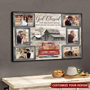 God Blessed Farmhouse Bar and Truck Personalized Photo Collage Wall Art Canvas Poster