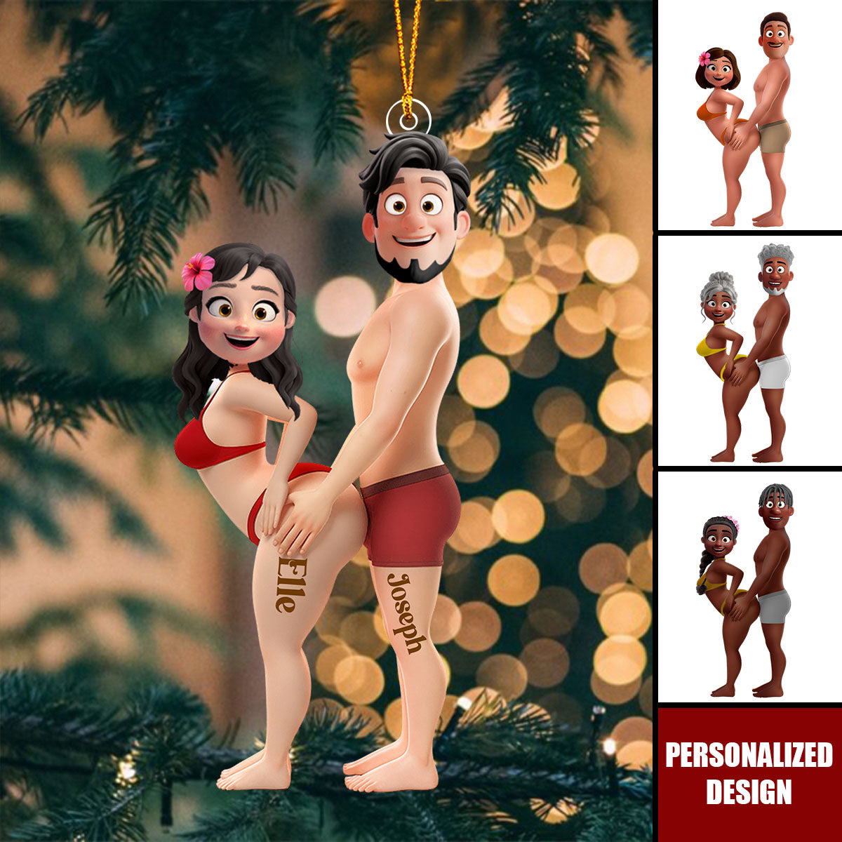 Personalized Playful Couple Acrylic Ornament-Gift For Couples