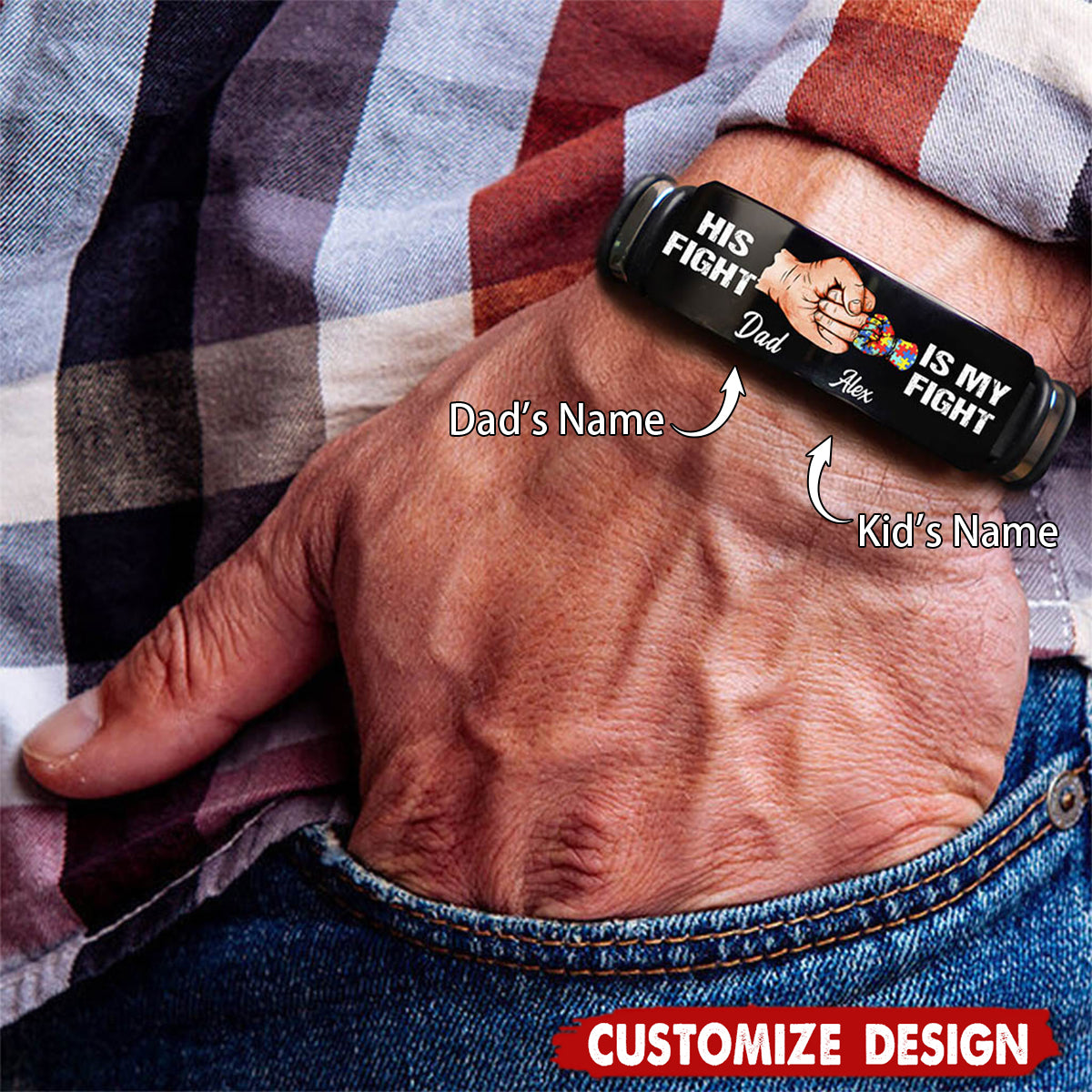 Personalized Autism Dad Bracelet-Gift For Autism Family,Father Day Gift