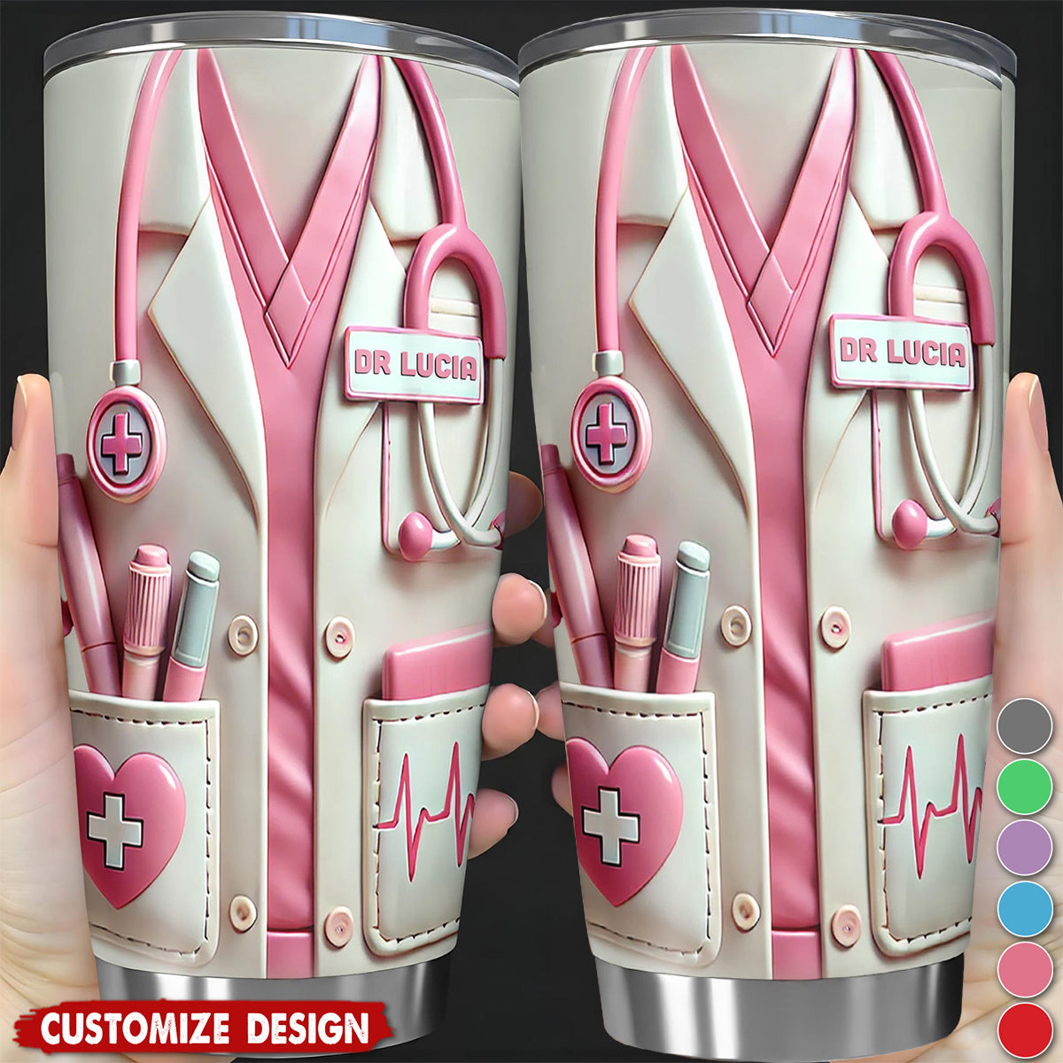 Medical Appreciation Design With Stethoscope - Personalized Stainless Steel Tumbler - Gift For Medical Professionals