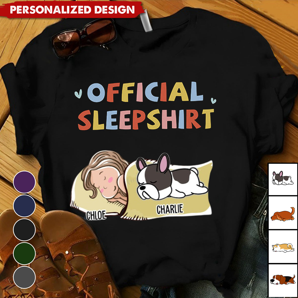 Sleeping Dog And Girl-Personalized T-shirt