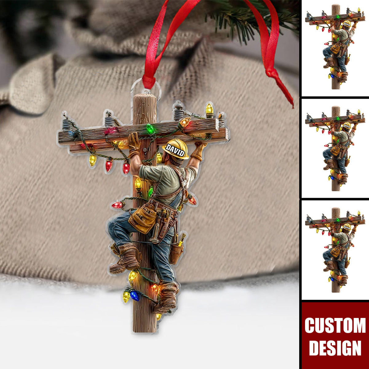 Keeping the Lights On - Personalized Lineman Ornament