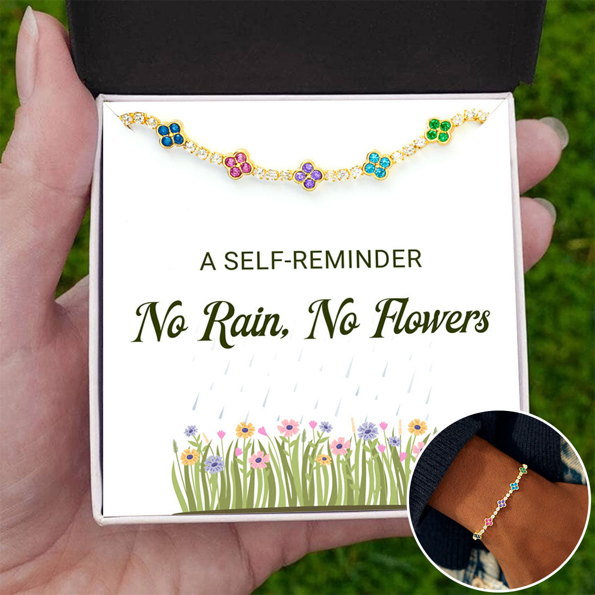 No Rain No Flowers Four-Leaf Clover Bracelet
