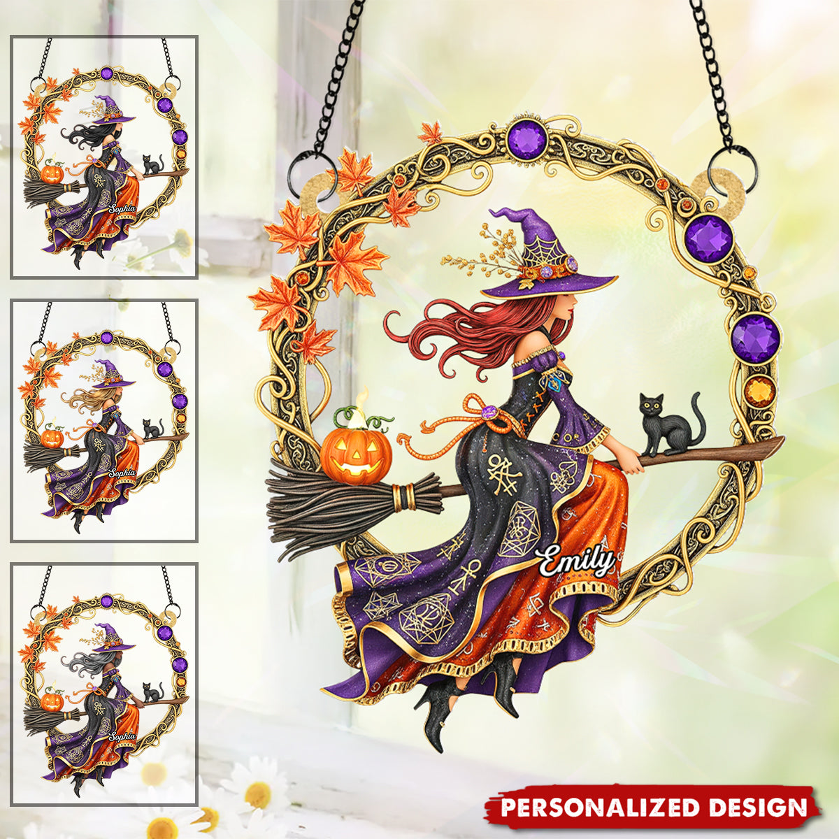 Witch suncatcher - Personalized Gifts For Witch Lover