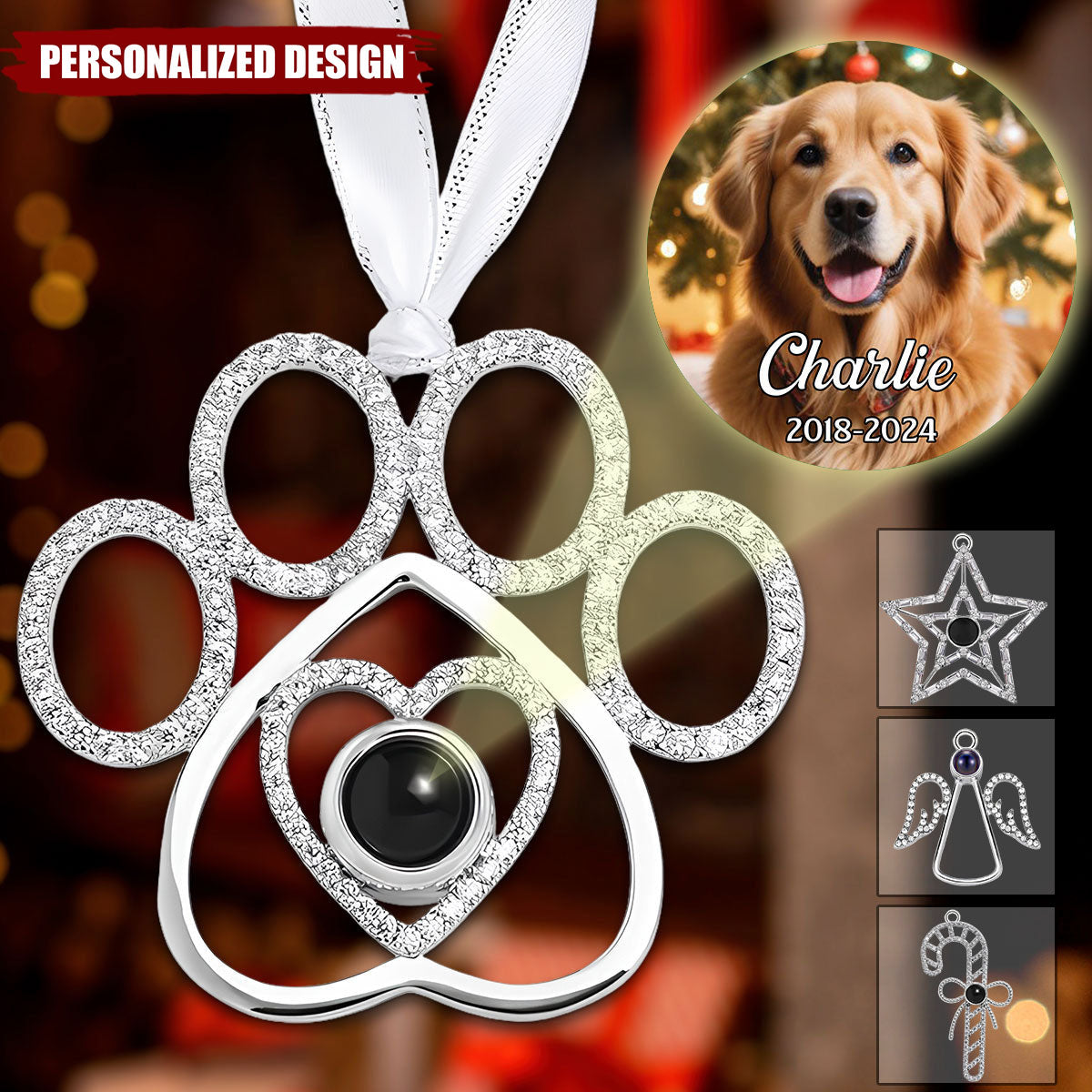 Personalized Pet Photo Projection Ornament for Christmas