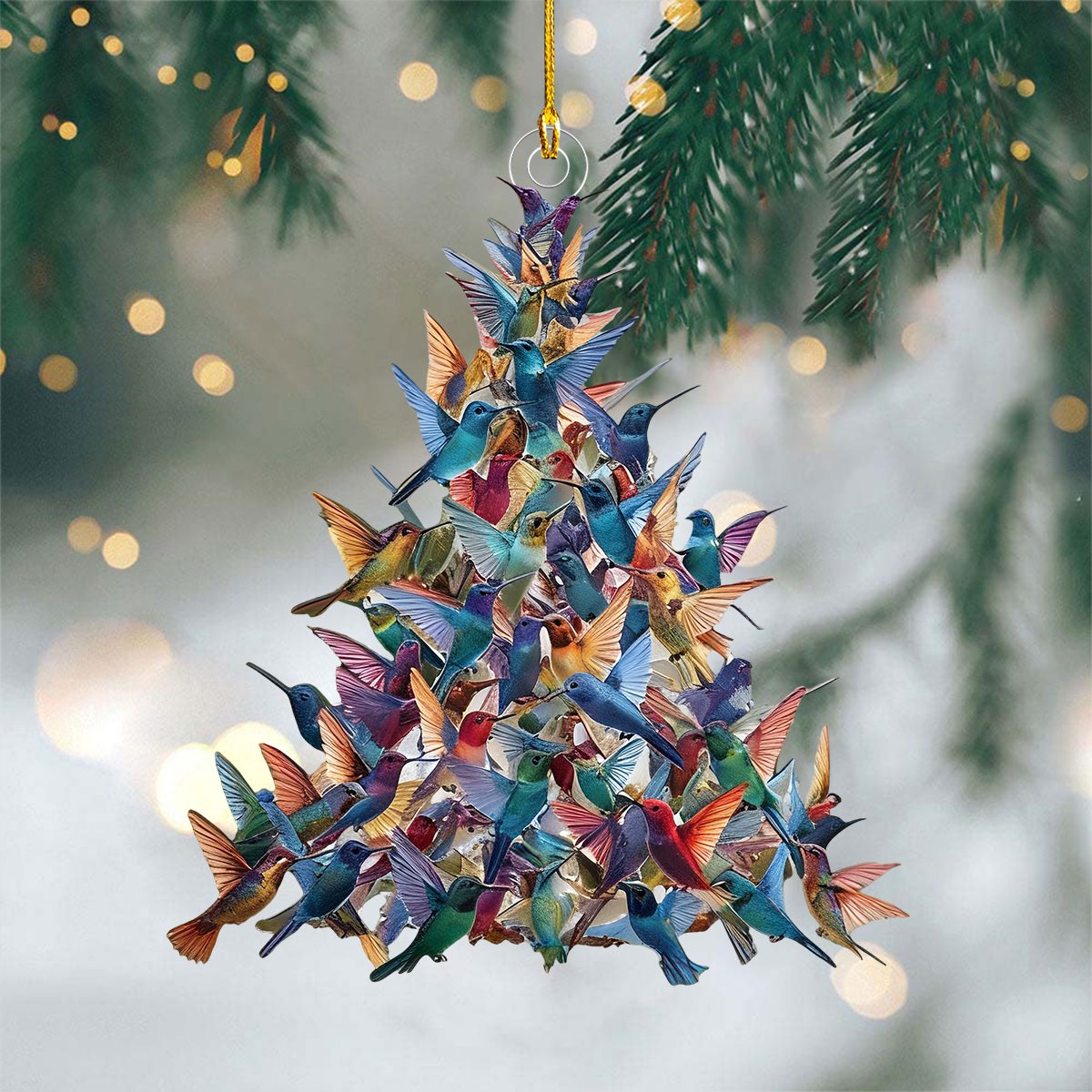 Hummingbird Christmas Tree Ornament, Colorful Acrylic Bird Ornament