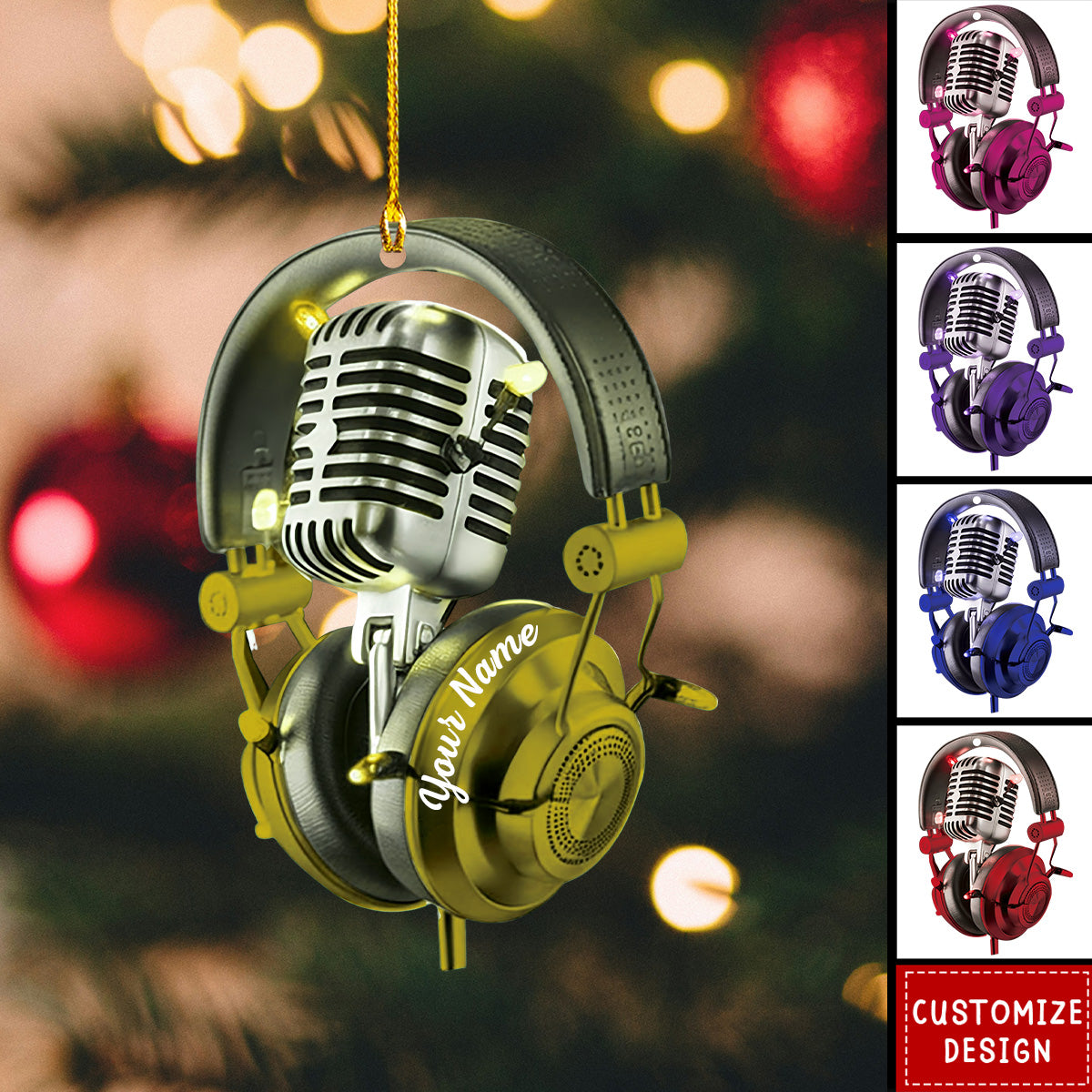 Personalized Microphone Christmas Ornament-Gifts For Sing Lover